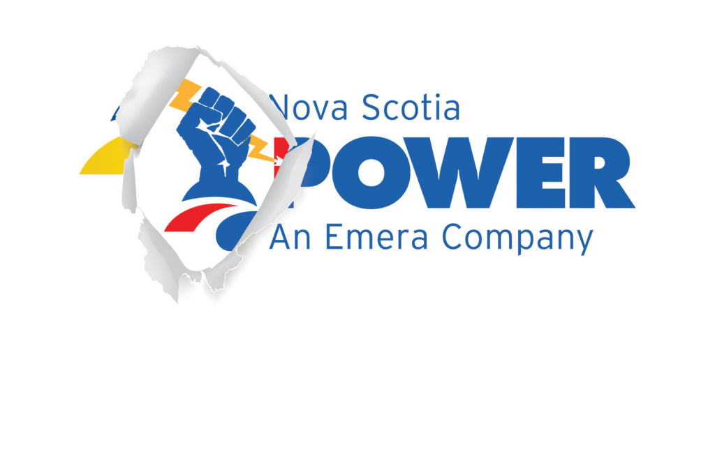 Hand tearing through the logo of Nova Scotia Power